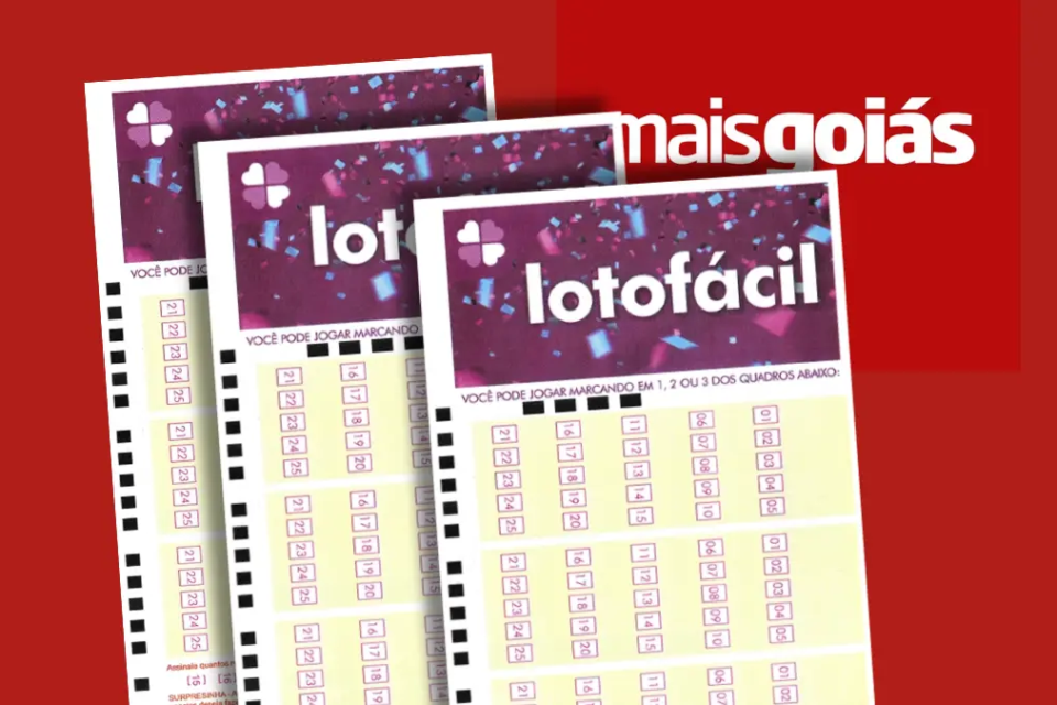 Cartela da Lotofácil com fundo do Mais Goiás
