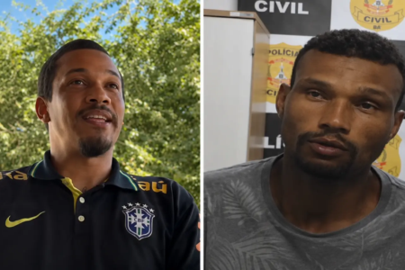 Ederson Dias (esquerda) acusa o irmão, Welson Dias (direita), de usar sua identidade ao ser preso no DF (Foto: Reprodução TV Anhanguera)