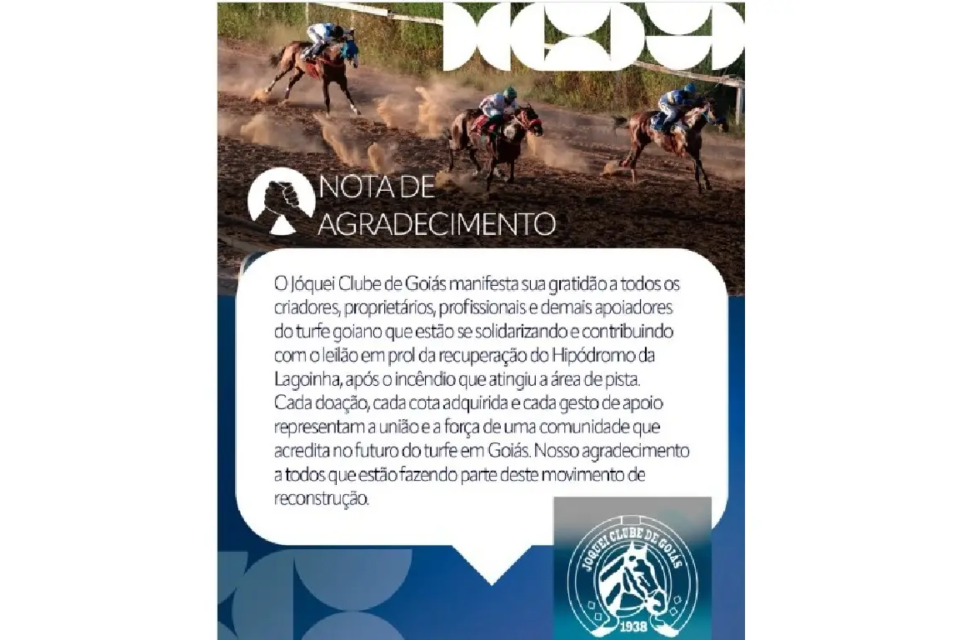 Jóquei Clube recebe doações para reconstrução do Hipódromo da Lagoinha