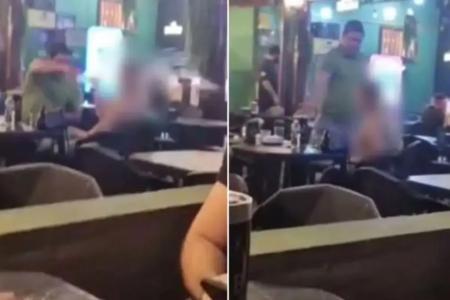Advogado Sebastião Gomes Neto aparece em vídeo jogando bebida e dando tapa no rosto de companheira em Jataí (Foto: Reprodução)