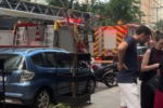 Movimentação em frente ao Spot Marista, onde aconteceu o incêndio na tarde desta segunda-feira